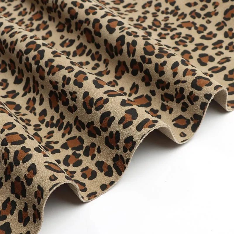 Leopard Printed Double Side Suede Microfiber Leather