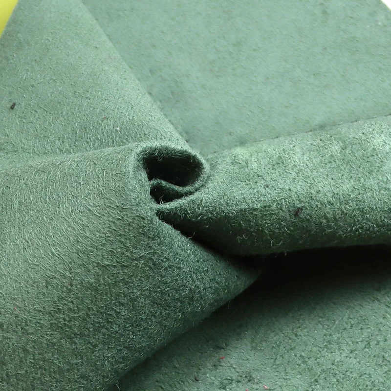 Suede ສີດຽວກັນ Backing PU Faux Leather Clothing Fabric